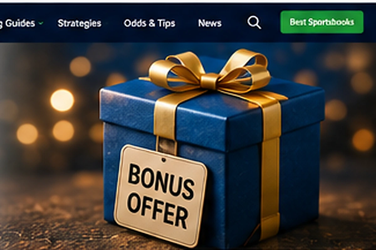Crisp illustration of a sportsbook bonus gift and a document being checked carefully with a magnifying glass
